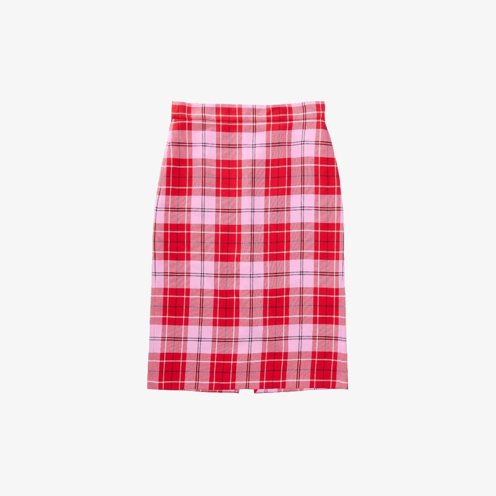 ZARA Red & Pink Plaid Midi Pencil Skirt ❤️🎀